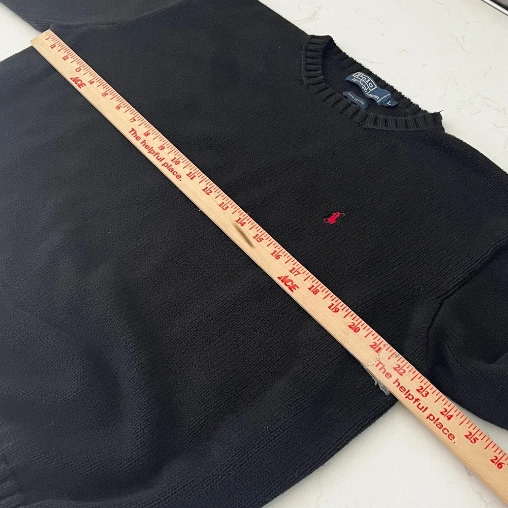 Vintage Polo Ralph Lauren Cotton Crewneck Sweater Black‎ L